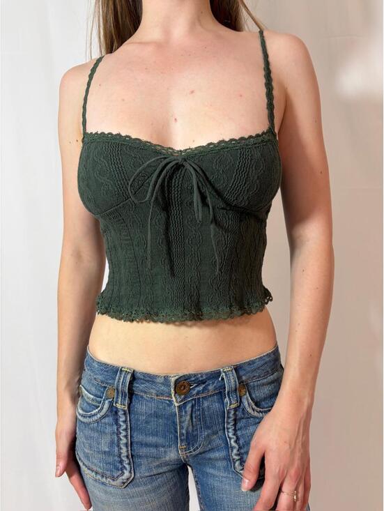 Edikted Tops - Forest Green Edikted Sweetheart Cropped Cami